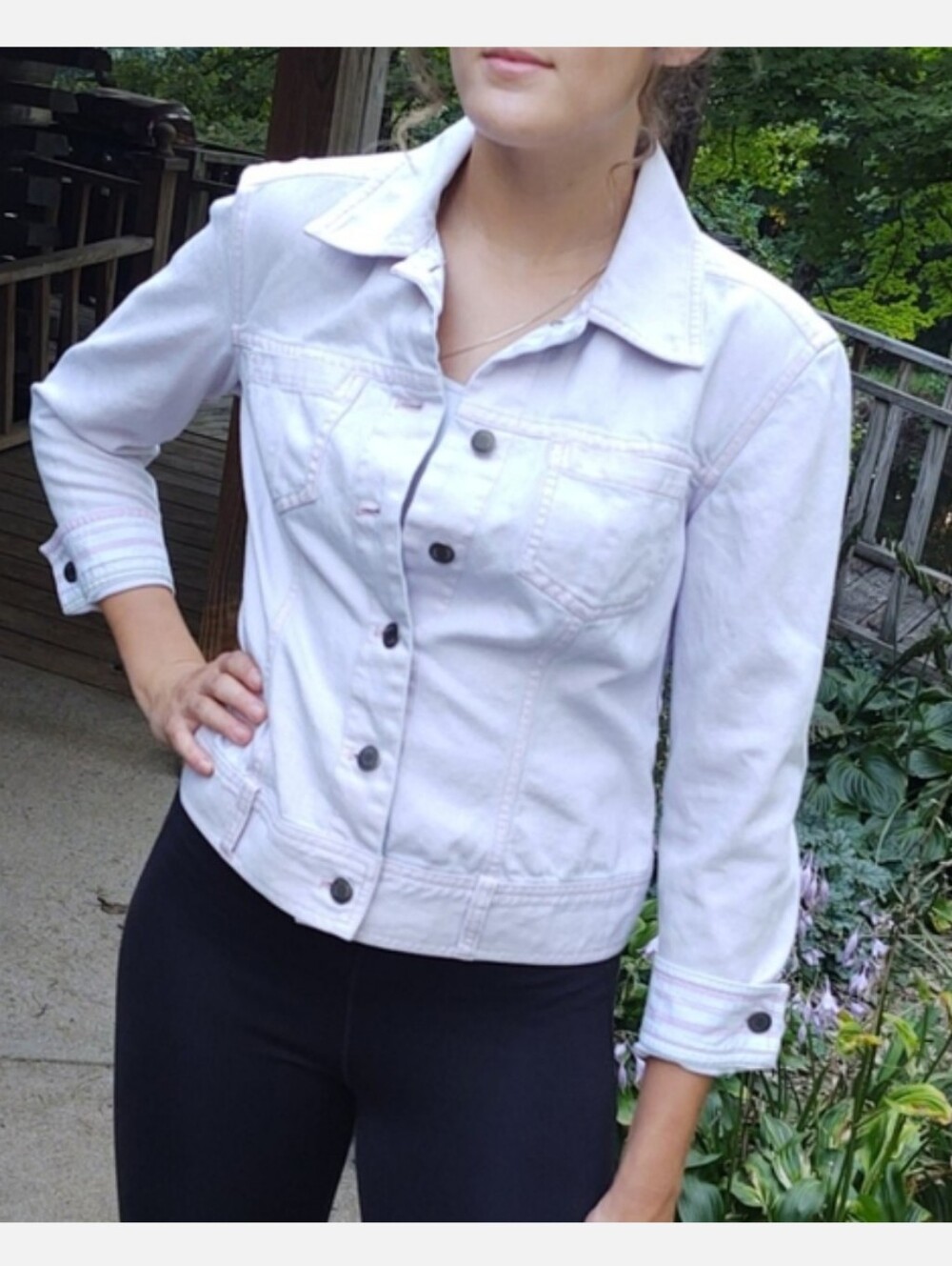 J. Jill Linen Blend Denim Jacket Lavender XSm